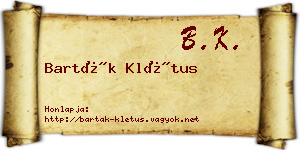 Barták Klétus névjegykártya